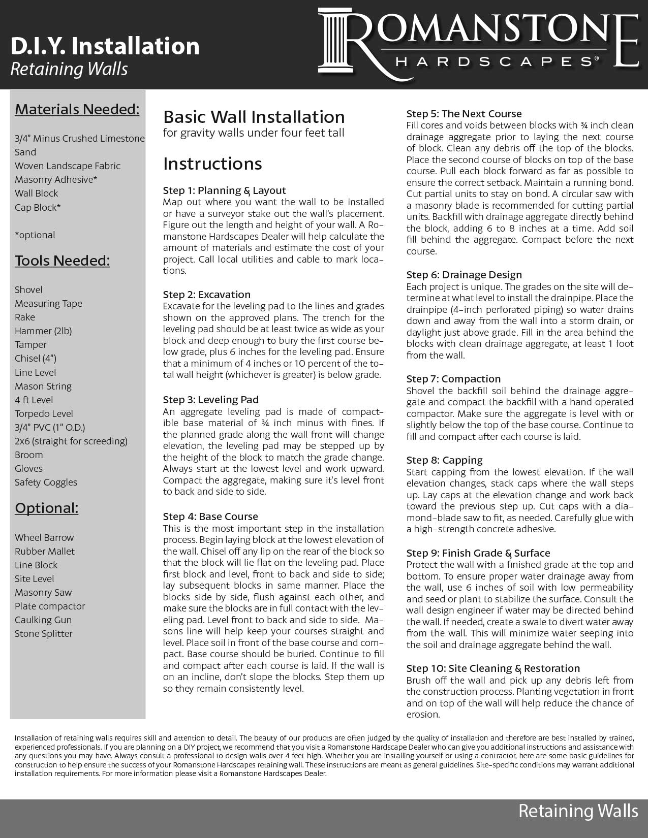 DIY Installation Retaining Walls